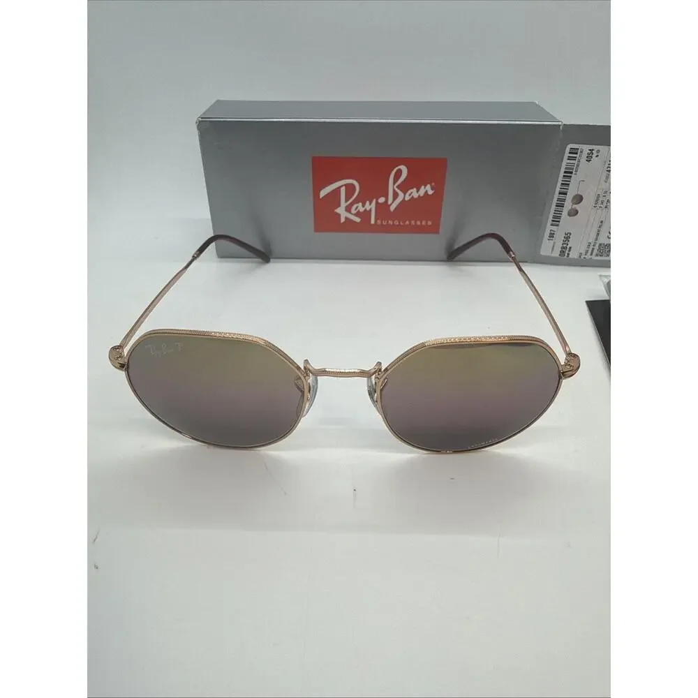 Ray-Ban RB3565 Jack Round Sunglasses Rose Gold/Mirrored Gradient Polarized $280